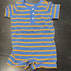 Primary Blue and Orange Baby Romper (shorts)